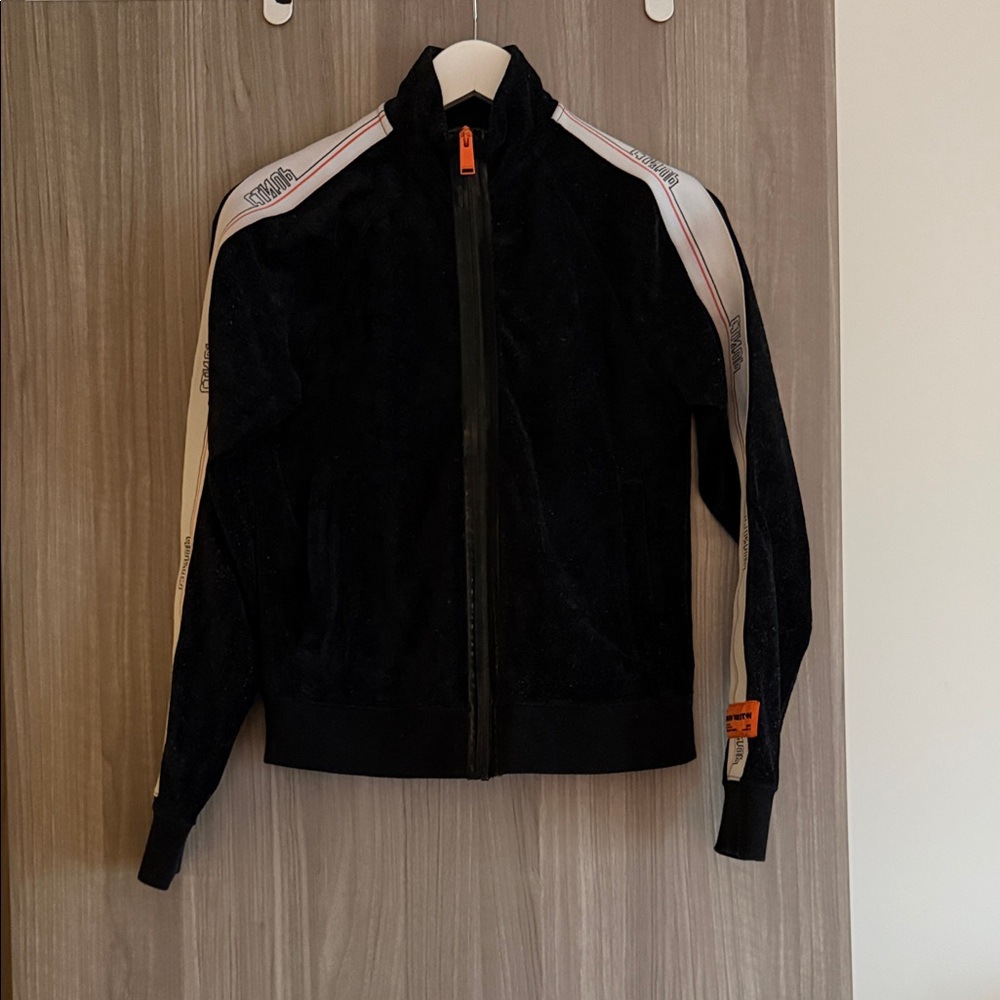 Heron Preston Black Jacket with Orange Accents